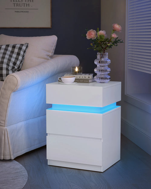 VASAGLE bedside table (1-St), with LED lighting, adjustable colors