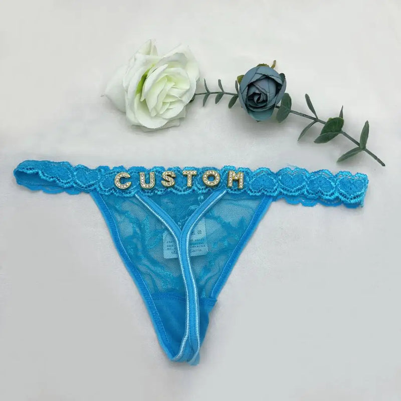 Custom Thong Panties With Name G-string Thongs Sexy Girls Name Underwear Bikini Soft Lace Tanga Christmas Gifts for Her