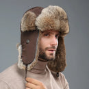 2025 New Winter Hat For Men Real Rabbit Fur Ear Cap Warm Winter Men Hat Fur Beret Russian Hats High Quality to Keep Warm