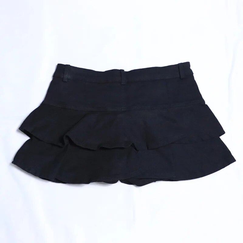 Cross Grunge Denim Mini Pleated Skirt Punk Harajuku Kawaii Emo Gothic Punk Low Waist Jeans Skirts Y2k Indie 90s Dark Aesthetic