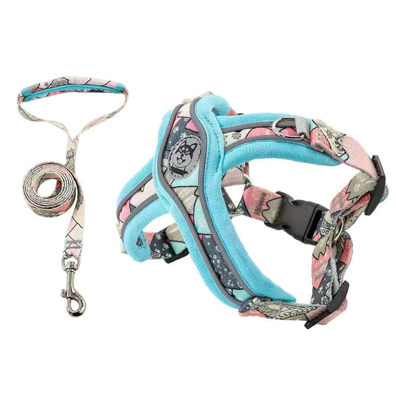 Luxury Pet Vest Harnesses for Small Medium Dogs Adjustable Mesh Puppy Dog Harness and Leash Set Shiba Inu Leads mascotas Chain