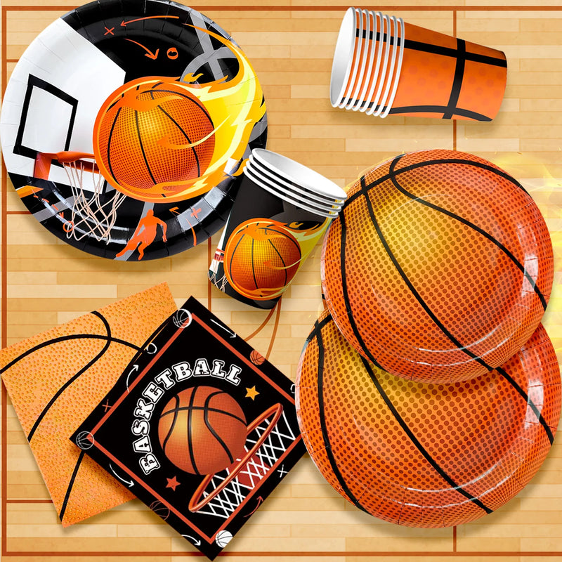 Basketball Party Tableware, Basketball Birthday Tableware - Basketball Plates and NapkinsTablecloths & Basketball Happy Birthday