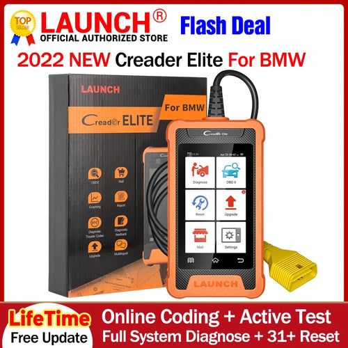 LAUNCH X431 Creader Elite Diagnostic Tools Full System Professional for BMW Online Coding 31+ reset Function OBD2 Scanner