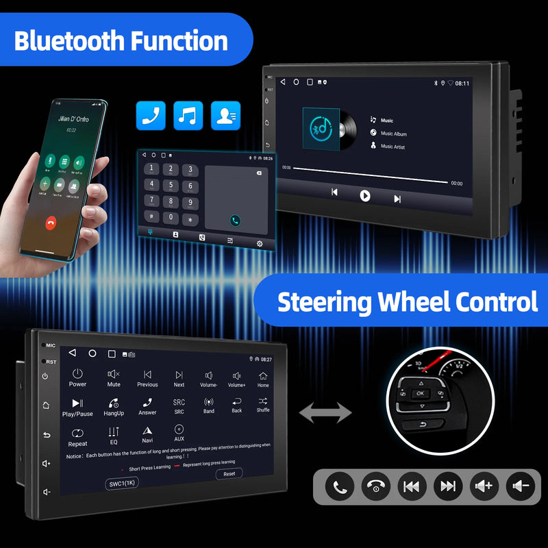 ESSGOO Car Stereo Radio Wireless CarPlay Android Auto 2 DIN 7" Car Stereo HD FM-Radio GPS Touch Screen Head Unit 4+64G DAB+ AHD