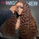 30inch Curly Burgundy 13x6 Hd Lace Frontal Wig 99J Colored Human Hair Wigs for Women Chocolate Brown Deep Curly Lace Front Wig