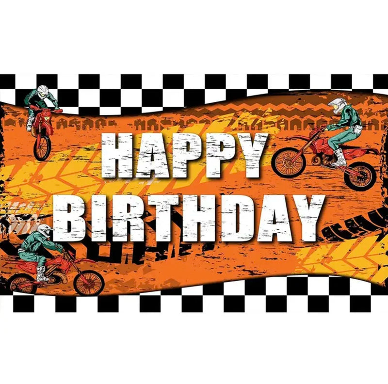 Motocross Racing Theme Backdrop Motorcycle Dirt Bike Photography Background for Boys Birthday Party Decoration Cake Table Banner