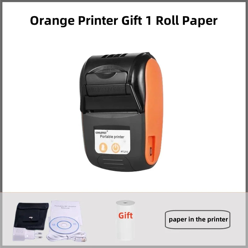 58mm printer Portable wireless Bluetooth thermal printer PT-210 Portable receipt printer shipped for free