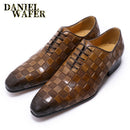 Luxuriöse italienische Leder-Abendschuhe für Herren, modisch, kariert, zum Schnüren, Schwarz Braun, Hochzeit, Büro, formelle Oxford-Schuhe für Herren