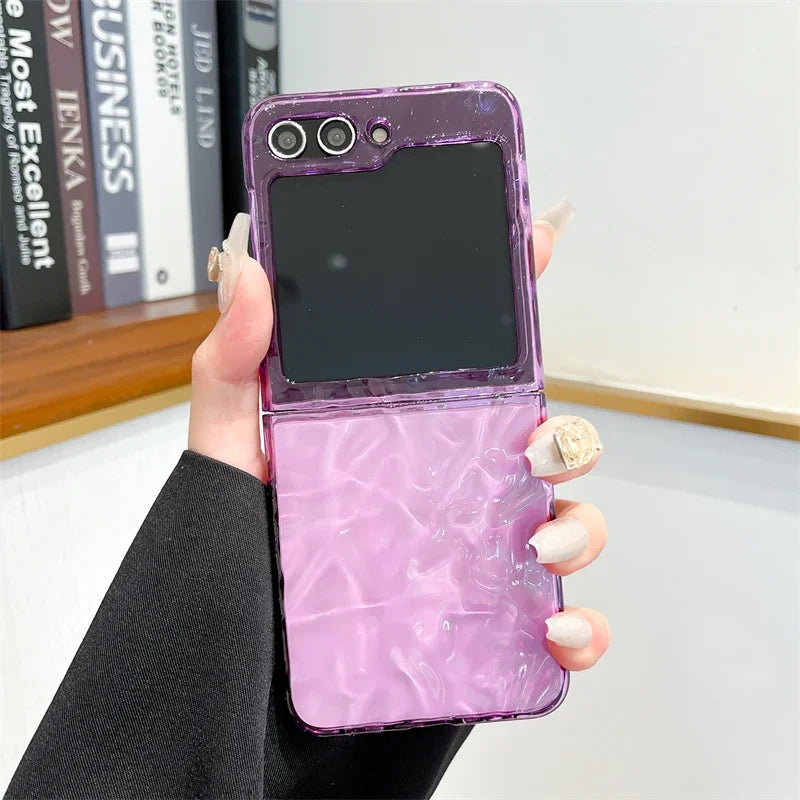 Fashion Simplicity Wrinkles Phone Case For Samsung Galaxy Z Flip 6 5 4 3 Z Flip5 Flip6 Flip4 5G Cover Water Ripple Cute Cases