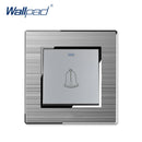 Lichtschalter Türklingel Reset Neuheit Edelstahlplatte mit silberner Umrandung Wandtaster Wandschalter 16A AC110-250V