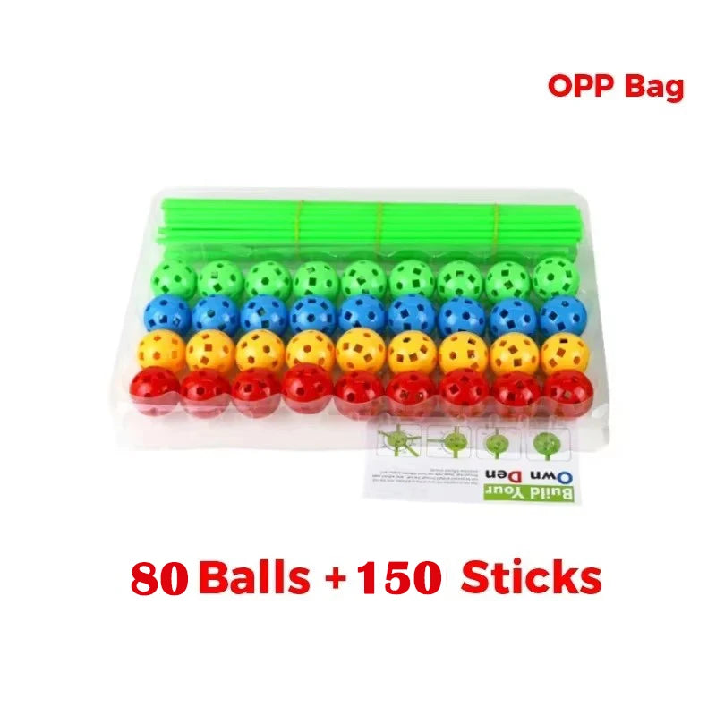 Kids Construction Toys Fort Tent Building Kits DIY 3D Play Tent House Sticks Design Building Tools Assemble Toys Children Gifts