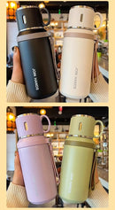 JUSTINLAU 600/800ML Thermos Cup Kitchen Vacuum Flasks with Tea Strainer Stainless Steel Portable Travel Thermal Water Bottles