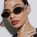 Vintage Kleine Ovale Punk Sonnenbrille Damen Herren Steampunk Fashion Metallrahmen Sonnenbrille Trendige Shades für Strand Y2K Brille