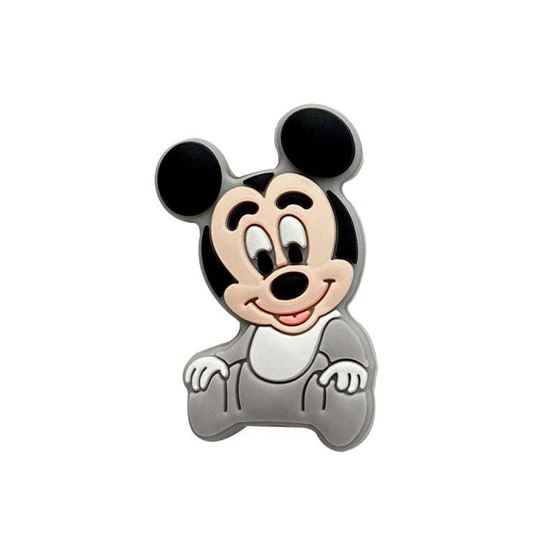 1/3/10pcs Silicone Teether Cartoon Disney Mickey Head Animal Food Grade DIY Baby Teething Teether Toy Accessories Ring