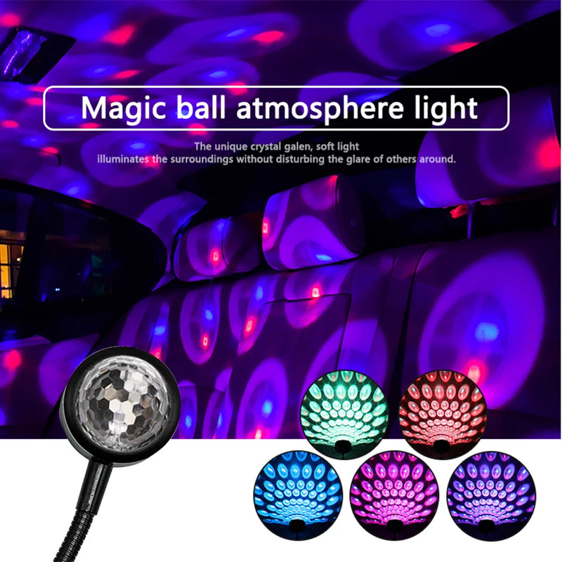 Voice Control Decorative Lamp Mini LED Car Roof Star Night Light Projector Atmosphere Lamp USB Dj Lighting Sound Party Light KO