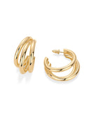 Vonmoos Neue 14K Vergoldete Chunky Multi Hoop Ohrringe für Frauen Modische Hypoallergene Trendige Triple Split Loop Huggie Ohrringe