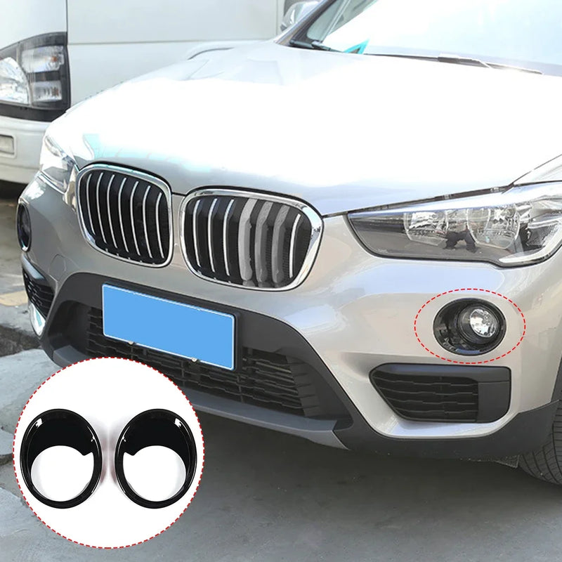 ABS Carbon Fiber 2pcs Car Styling Front Fog Light Frame Lamp Ring Cover Trim for BMW X1 F48 2016-2019 Car Exterior Accessories