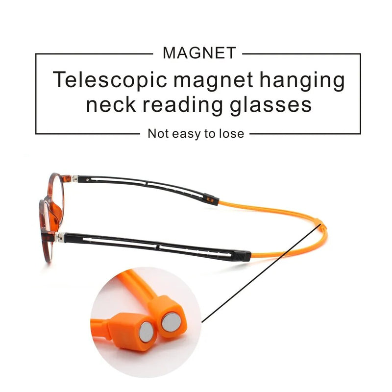 Tr90 Readers Reading Glasses Men Women Magnet Portable Diopter Hanging Neck 1.0 1.5 2.0 2.5 3.0 3.5
