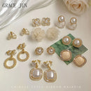 GRACE JUN Korean Style Fashion Charm Creative Pearl Clip on Earrings Cute Gold Color No Pierced Earrings Women's Ear Clips New