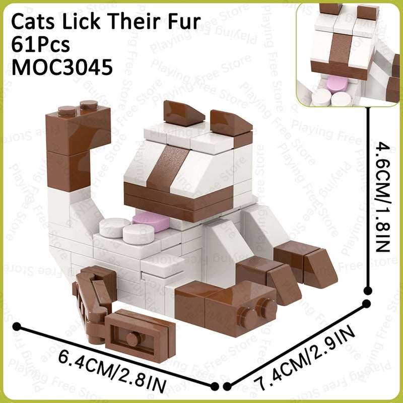 MOC Animal Brick Cat Shark Easter Bunny Deer Rabbit Compatible Building Blocks Set Assembly Toys For Children Adult Friends Gift