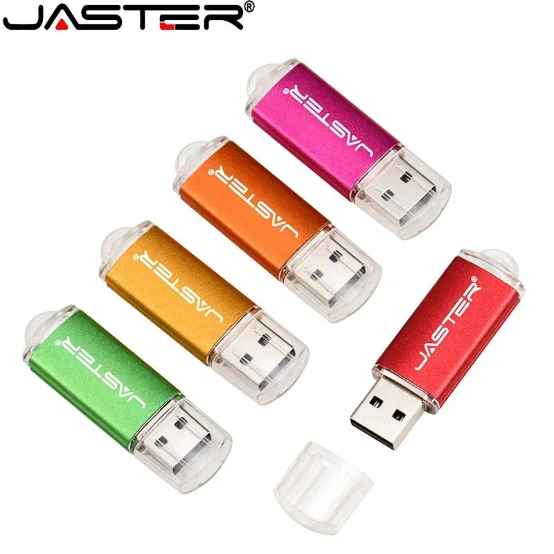 JASTER USB Flash Drives 64GB 32GB Metal 16GB USB 2.0 8GB Black 4GB Memory Stick Pendrive Free Custom Logo Business Gift Key Ring