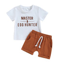 Easter Toddler Boys 2-Piece Outfit Short Sleeve Graphic Tee with Elastic Waist Shorts for Spring Celebrations