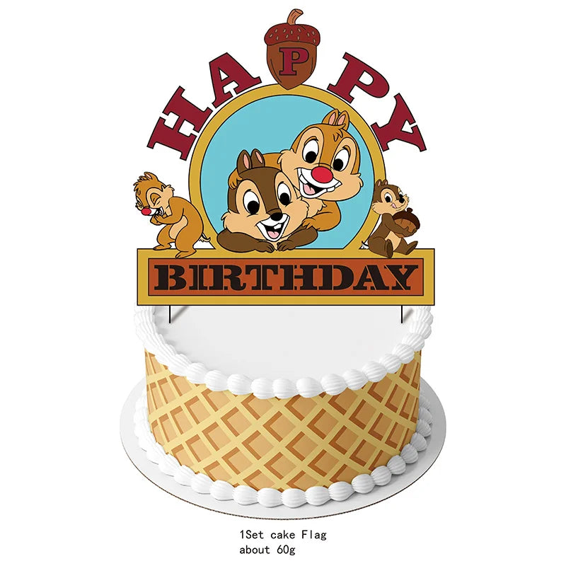 Disney Chip 'n' Dale Theme Birthday Party Festival Celebration Disposable Tablecloth Straw Decoration Baby Shower Packing Supply