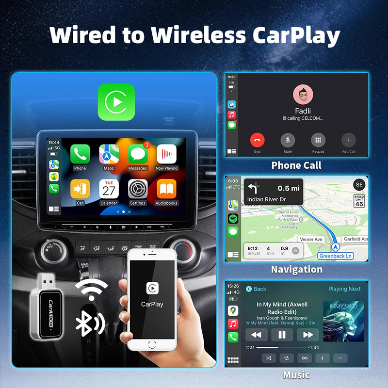 CarAIBOX 2in1 Wireless CarPlay Adapter Wireless Android Auto Dongle Box For Car Radio with Wired CarPlay
