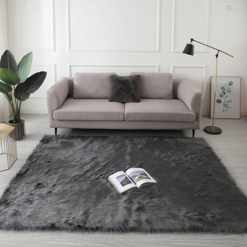 "Cozy Collection" Ultra Soft Fluffy Faux Fur Sheepskin Area Rug Bedroom Bedside Blanket Living Room Covered Large Area Blankets