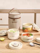 WORTHBUY Portable Plastic Bento Box With Thermal Bag Tableware Heat-resistant Lunch Box For Student Office Worker Food Container