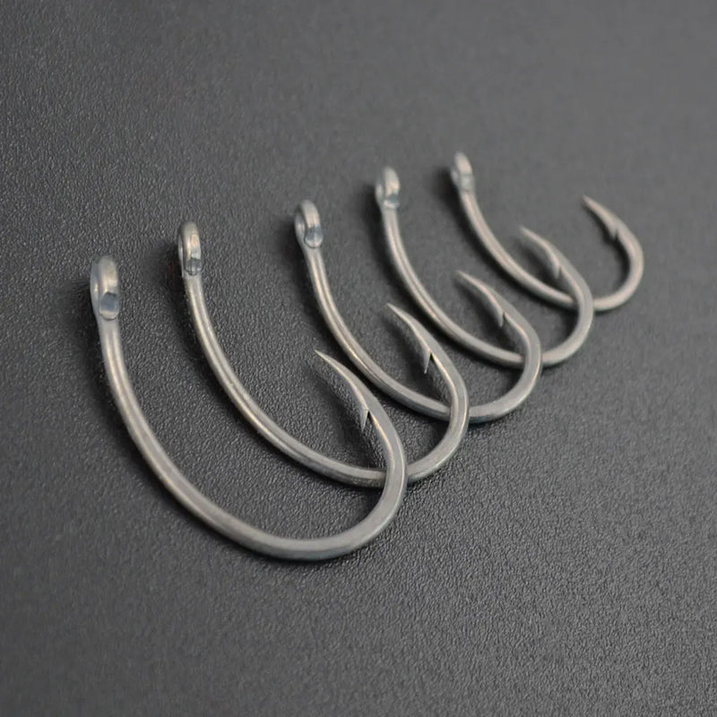 Hirisi Carp Fishing Hooks 50pcs PTFE Coating High Carbon Steel Barbed Hooks In Box 8011