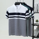 High quality fashion striped short sleeve polo shirt men's luxury brand embossed design summer new breathable T-shirt golf top
