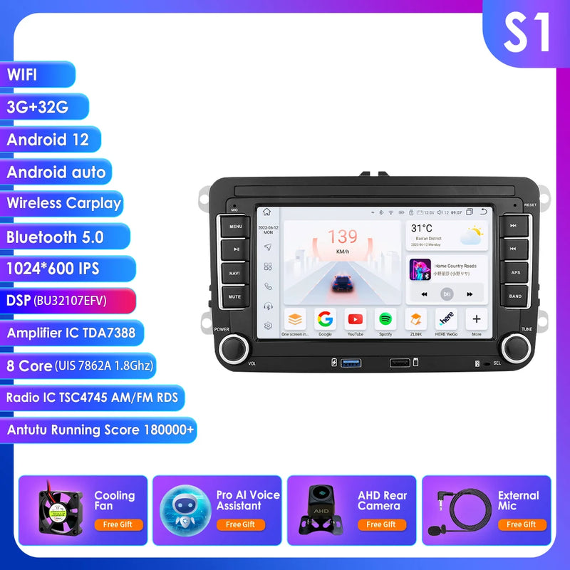 GPS Android 14 Auto Radio for Volkswagen VW Passat B6 B7 T5 Tiguan Touran GOLF POLO Carplay 4G Car Multimedia GPS 2din Autoradio
