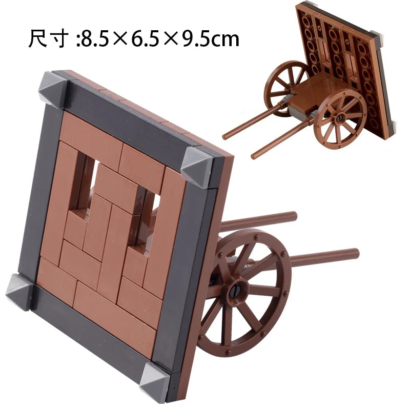 MOC Medieval Castle Building Blocks kit Tent Campfire Siege Car Hanging Cage Trial Bench Guillotine Weapon Toys Gifts Mini Brick