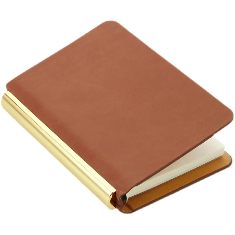 Metal Leather A7 Notebook Mini Pocket Notebook Portable Loose-leaf Notebook Luxury Hand Ledger Budget Planner Agenda