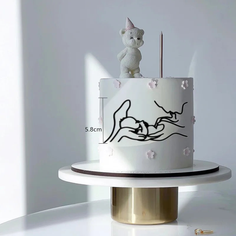 2023 New Baby's Happy Birthday Party Cake Topper Gold Cartoon Acrylic Cake Toppers for Baby Shower Cake gift Dessert Decoration