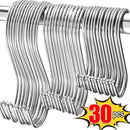 30/10Pcs Stainless Steel S-Shaped Hook Bags Clothes Caps Towels S Hooks Plants Hanging Hangers Kitchen Bathroom Storage Holders