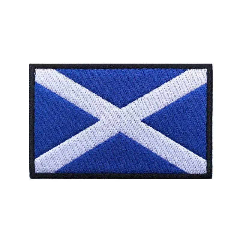 1PC Scottish Flag Scotland Patches Armband Embroidered Patch Hook Loop Or Iron On Embroidery  Badge Military Stripe