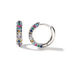 Fashion Silber Farbe Runde Mini Ohrringe Set Halber Creolen Bunte Zirkonia Damen Luxus Schmuck Creolen
