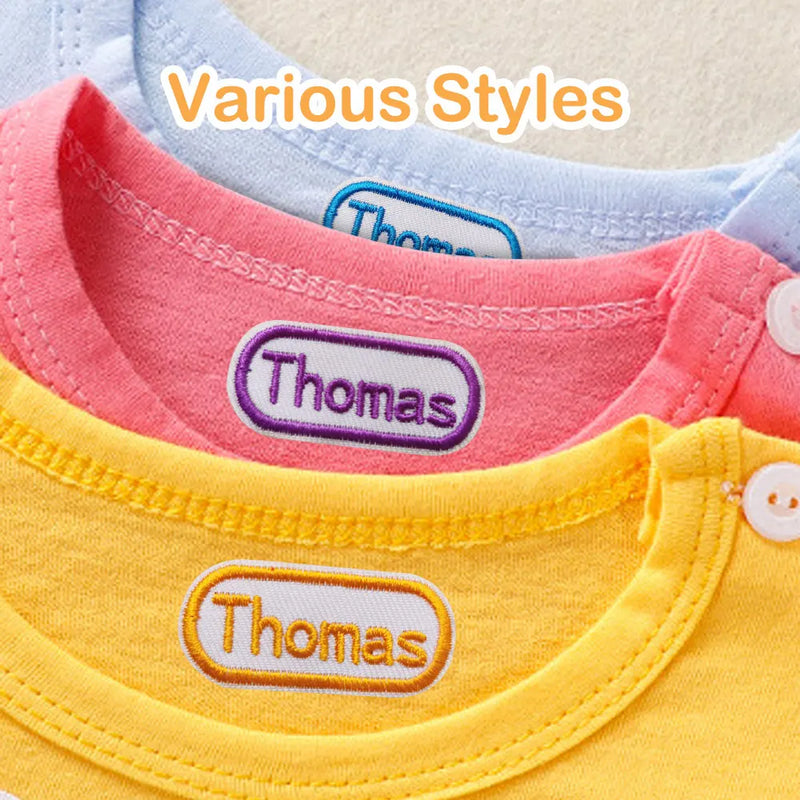 Custom Personalized Washable Cotton Patch Children Embroidery Name Sticker Waterproof Cloth Sewing Label Fabric Clothing Tags