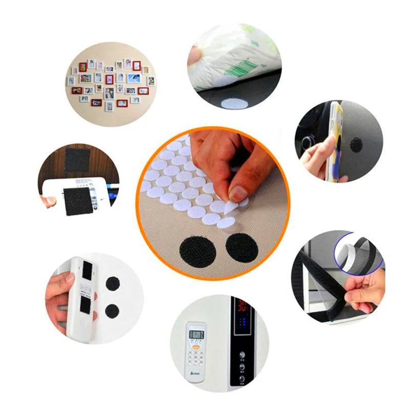 Wholesale 10/15/20mm Self  Fastener Tape White Transparent Dots Disc Adhesive Strong Glue Sticker Round Coins Hook Loop