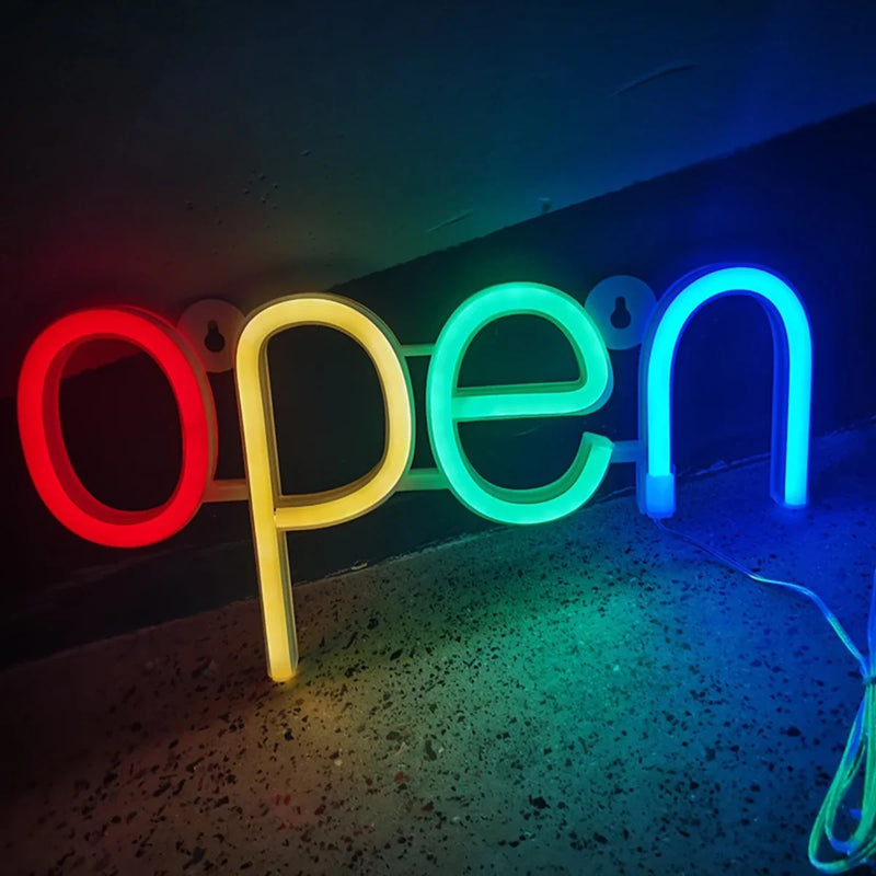 Business Sign Open Neon Sign LED Night Light Hanging Window Shop Cafe Bar Restaurant Decoration Personalized Custom Neon Lamp