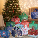 48PCS Christmas Reusable Grocery Bags, Tote Bags With Handles, Christmas Treat Bags, Multifunctional Non-Woven Bags For Gifts Wr