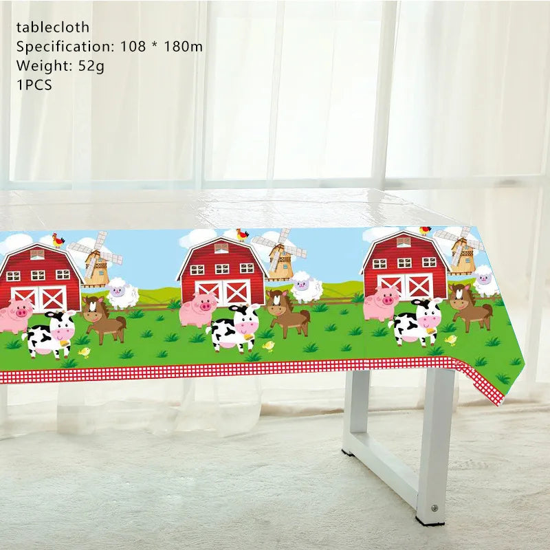 Farm Animal Theme Birthday Party Decorations Ranch Event Suppplies Cow Chicken Disposable Tableware Latex Aluminum Foil Balloon