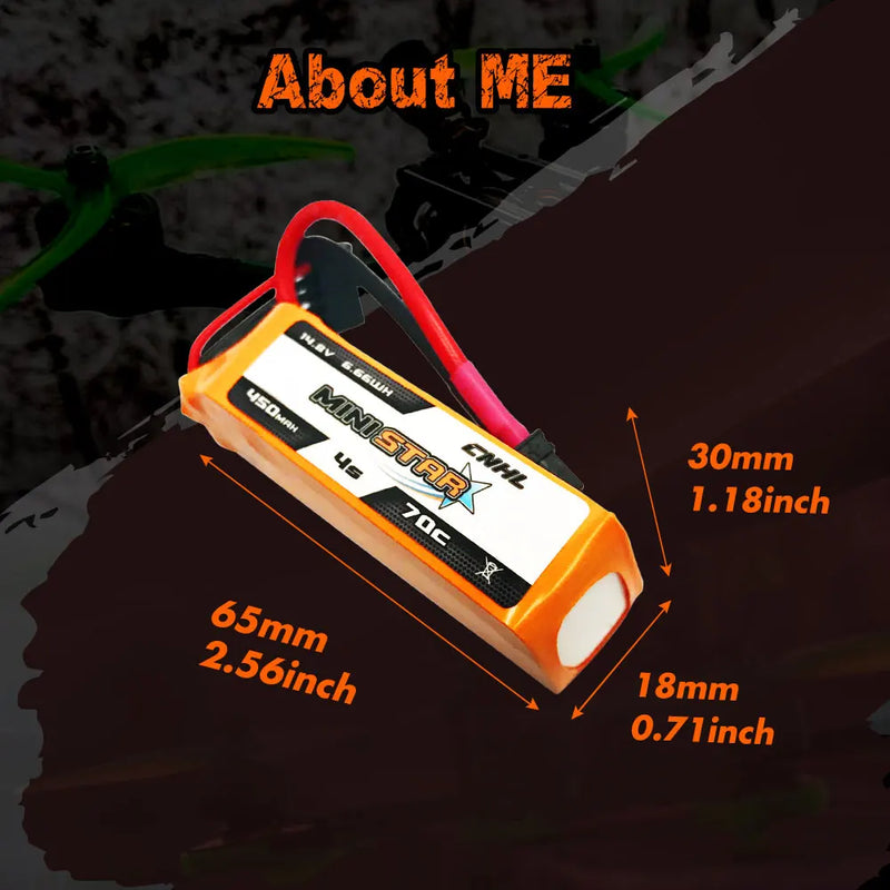 2PCS CNHL Lipo Battery 4S 14.8V 450mAh 70C MiniStar With XT30U Plug For Mini Quad RC FPV Airplane Quadcopter Drone Racing Hobby