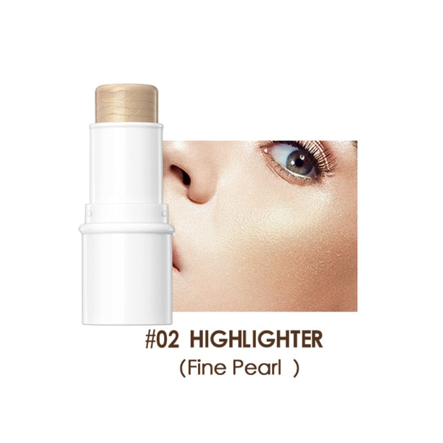 QIBEST Face Highlighter Stick Makeup Glow Face Concealer Contour Bronzer 3D Make Up Corrector Contour Stick Illuminator Cosmetic
