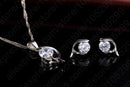 Latest Shinning Woman Gift 925 Sterling Silver  Jewelry CZ Pendant Necklace Earring Lady Wedding Engagement Set With Box