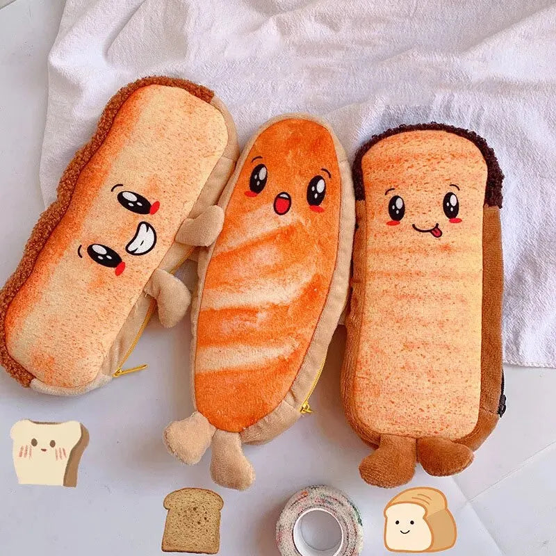 1pcs Creative Toast Bread Pencil Case Large Capacity Universal Student Pencil Case Pouch Children Stationery Gift Pencilcase