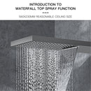 Luxury  black brass shower system wall-mounted LED digital display design Cold & hot dual-control 4-function ceiling shower Tap