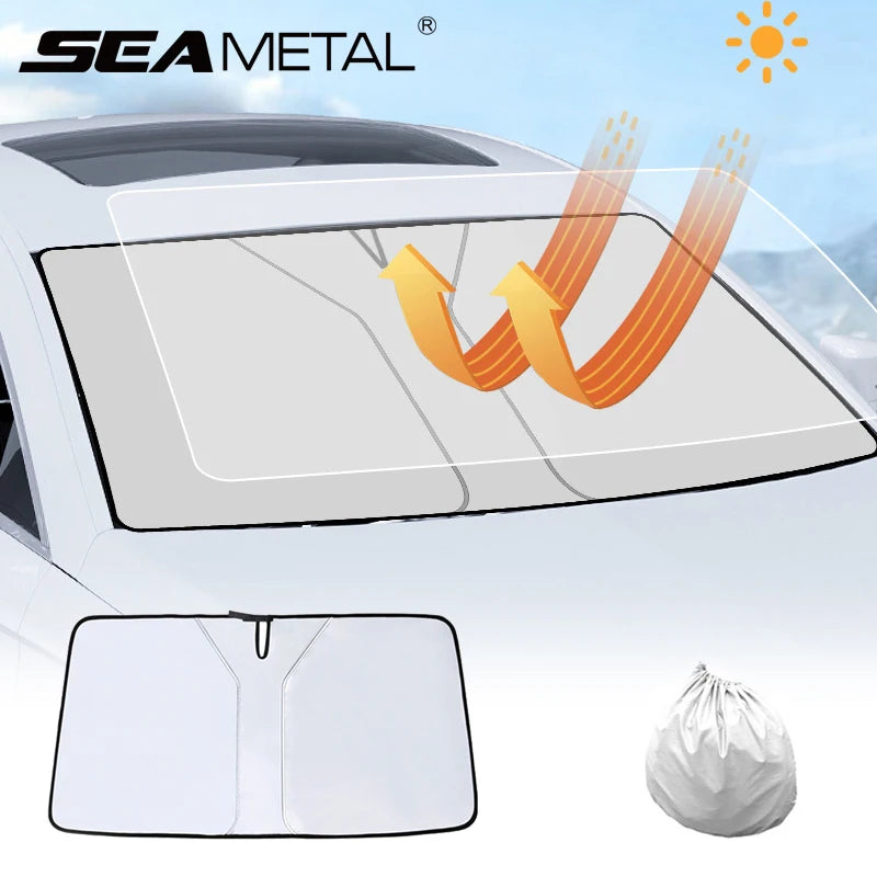 SEAMETAL Car Windshield Sun Shade Blocks UV Rays Sun Visor Protector Foldable Sunshade